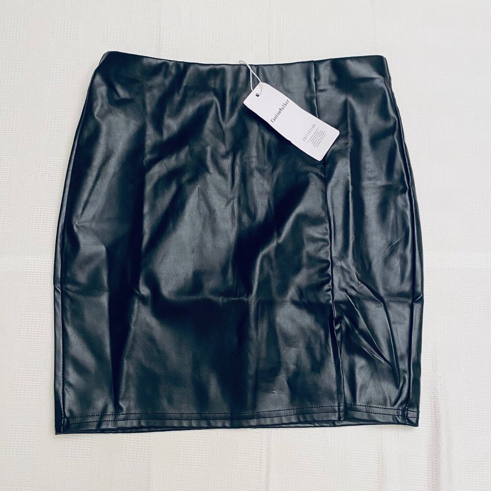 NWT Black Leather Mini Skirt